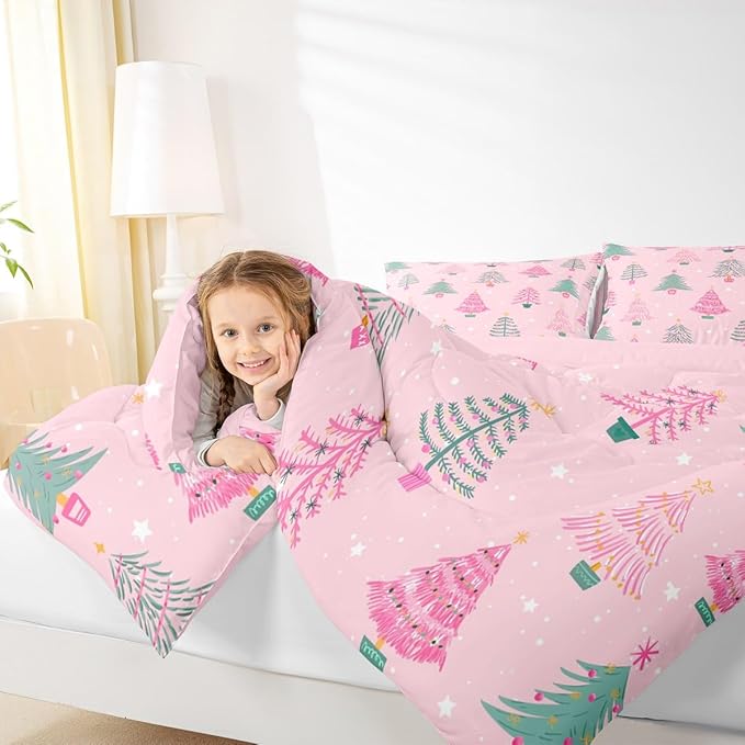 Feelyou Xmas Comforter Set Queen Size Christmas Tree Bedding Set for Kids Boys Girls Christmas Decor Duvet Quilt New Year Gift Bedroom Decor Microfiber 3 Pcs with 2 Pillow Cases