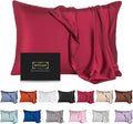 Mulberry Silk Pillowcase for Hair and Skin,King Size Cooling Silk Pillow Case with Hidden Zipper,Allergen Proof Dual Sides Soft Breathable Smooth Silk Pillow Cover for Women(King,Dark Red)