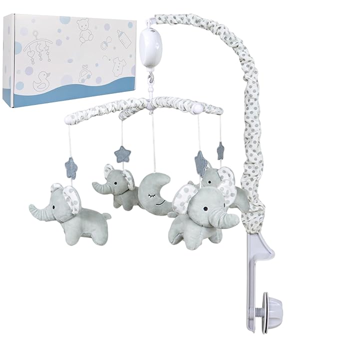 Baby Crib Mobile - Rotating Plush Animals, Wind-Up Music Toy, Nursery High Contrast Decor, Boys Girls Room Accessory | Adorable Baby Nursery Decoration, Ideal for Sleep Play Soothing