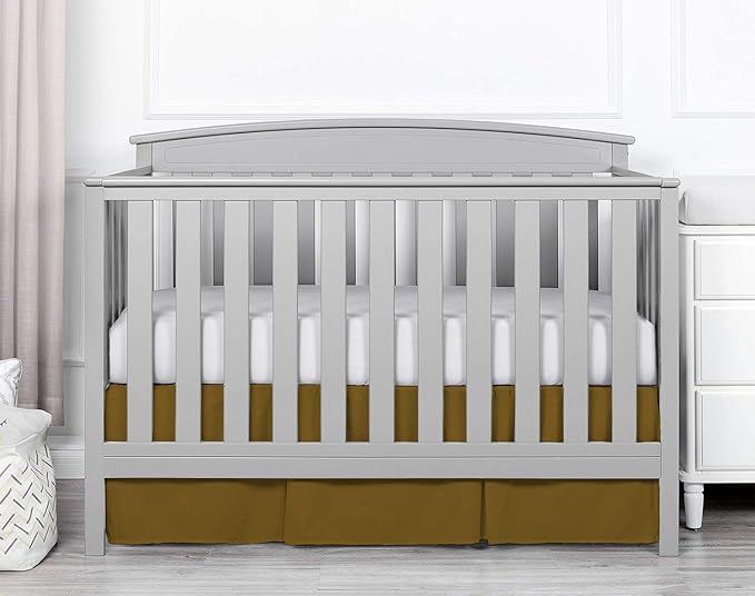 Box Pleated Mini Crib Bed Skirt Premium 100% Cotton 800 Thread Count Nursery Crib Toddler Bedding Crib Bedskirt for Baby Boys or Baby Girls, (24" x 38") + 10" Drop Lenght - Taupe Solid