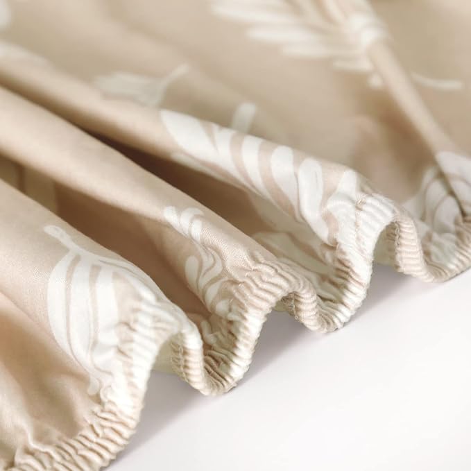 Stretchy Ultra Soft Jersey Knit Fitted Pack and Play Sheets 3 Pack, Portable/Mini Crib Sheets Safe and Snug Fitted for Boys and Girls, Stylish Pretty Flora for Baby, Beige