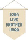 Long Live Brother Hood Banner Blue Decor Boy Room Decor,Nursery Playroom Wall Decor For Boys Bedroom Toddler Decorations Teen Boy Room Decor, Wall Hanging Pennant Flag Banner 15x11in