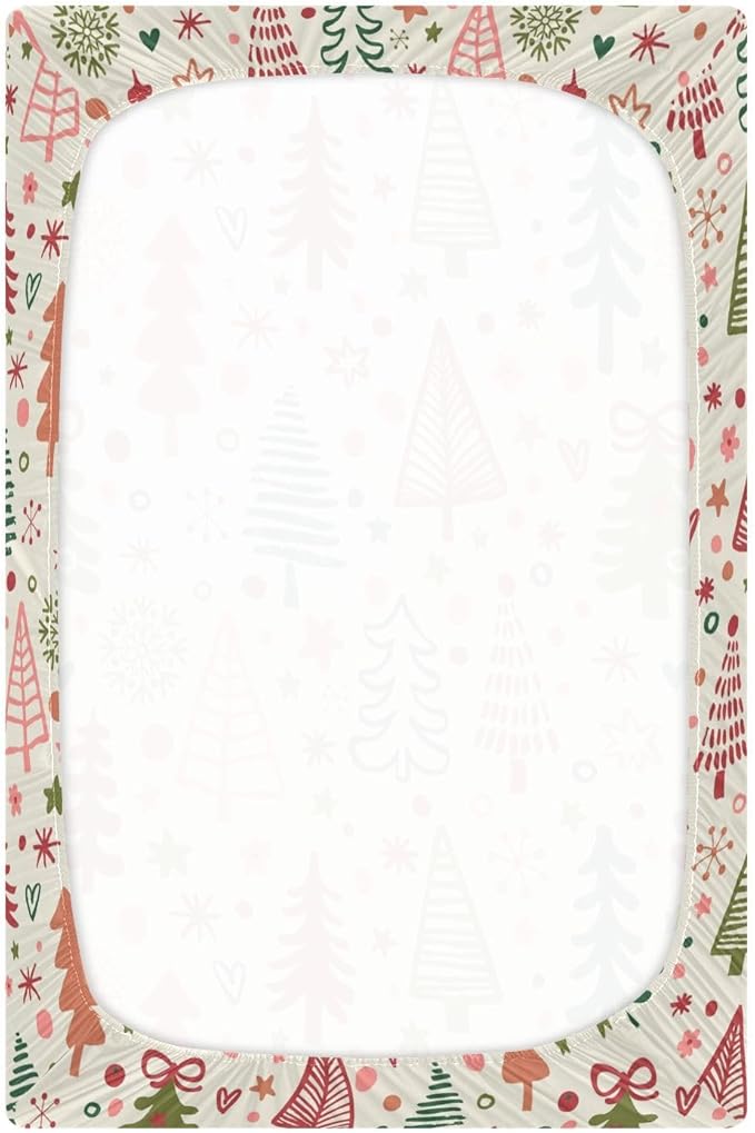 Crib Sheet, Unisex Crib Sheet, Soft and Comfortable for Standard Crib and Toddler Mattress, Christmas Tree