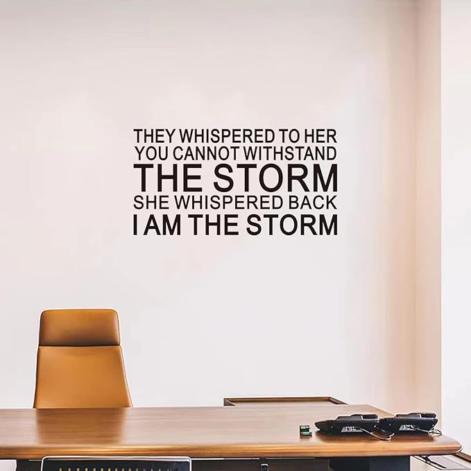 SEATUNE Women Teens Girls Wall Decals - Inspirational Quotes Wall Stickers - Positive Motivational Encouragement Home Vinyl Wall Decor - They Whispered to Her You Cannot Withstand The Storm 28.6"X15"