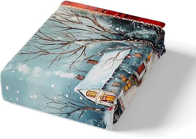 Manfei Christmas Duvet Cover Set Full Size, Cute Snowman Xmas Tree Bedding Set for Kids Boy Girls Room Decor, New Year Theme Comforter Cover, Lightweight Bedspread Cover, 2 Pillowcases, No Comforter