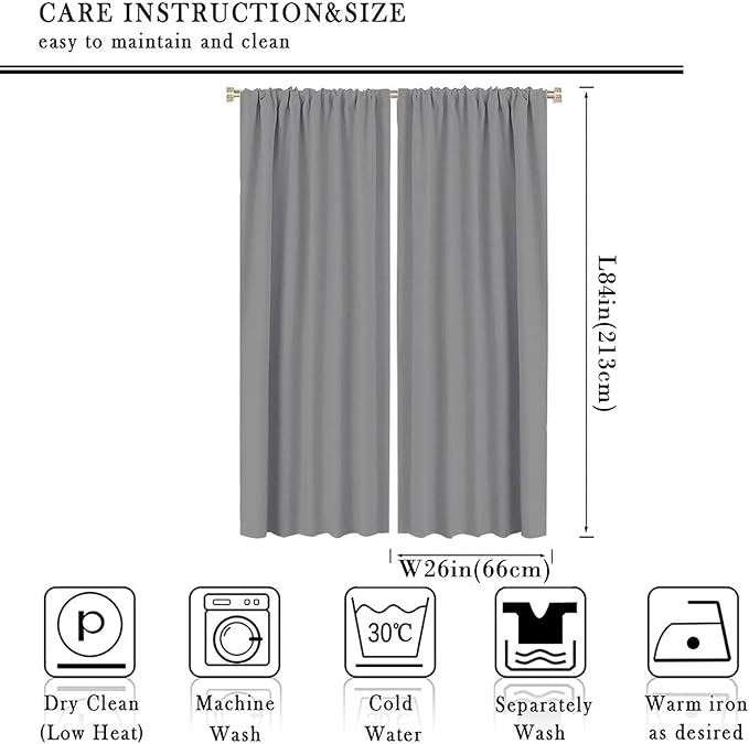 Jungle Nature Blackout Window Curtains, Trees Scenic Waterfall and River Spring Pattern Print Window Drapes, for Living Room Bedroom 52x84in 2 Panels