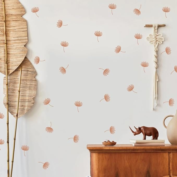 12x36 Inch Set Dandelion Wall Decor Sticker- DIY Boho Wall Decal Mural Set - 54 Pcs Stickers for Wall, Kitchen, Nursery, Office Decor - Each Sticker 3.1x2.3 Inch (Dandelion)