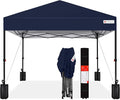 Best Choice Products 12x12ft 1-Person Setup Pop Up Canopy Tent Instant Portable Shelter w/ 1-Button Push, Case, 4 Weight Bags - Navy Blue
