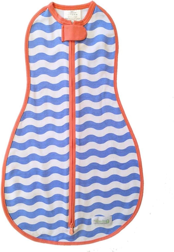 Woombie Original Baby Swaddling Blanket - Soothing, Cotton Baby Swaddle with Zipper - Wearable Newborn Blanket, Summer Waves, 5-13 lbs