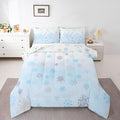 Feelyou Glitter Snowflake Comforter Set Twin Size, Blue Snowflake Comforter Kids Toddler Ombre Bedding Set Winter Theme Duvet Set Microfiber Bed Set