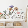 Boho Flower Wall Decal Floral Plant Grass Wall Sticker Colorful Wildflower Wall Decals Peel and Stick Daisy Flower Wall Sticker for Bedroom Nursery Decor