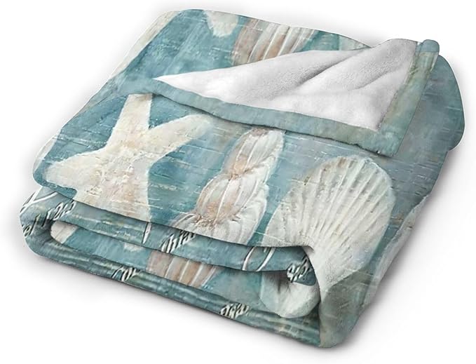 Tijuboni Ocean Seashells Throw Blanket - God Says You are - Beach Nautical Gifts for Women Men Girls Boys Kids Adults Soft Flannel Fleece Blanket for Couch Sofa Bed Home Decor 40"x50"