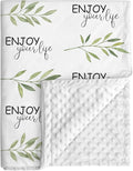 Baby Blankets for Unisex Boys Girls, Soft Breathable Front Dotted Fleece Backing, Printed Bed Nursery Minky Blankets for Toddler Newborn, Greenery, 30 x 40 inches