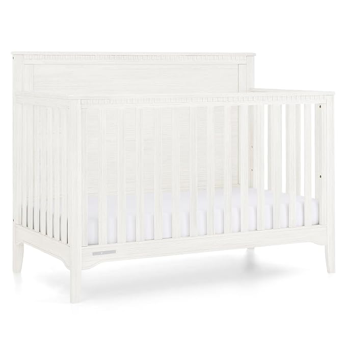 Delta Children Kendall 6-in1 Convertible Crib - Converts from Baby Crib to Toddler Bed, Daybed, Sofa Bed and Full-Size Bed with and Without Footboard, Fits Full-Size Crib Mattress, Antique White