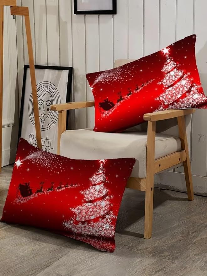 kxry Merry Christmas Comforter Set Santa Claus Deer Christmas Tree Galaxy Red Bedding Quilt King Size for Girls Boys Kids 1 Comforter + 2 Pillow Cases
