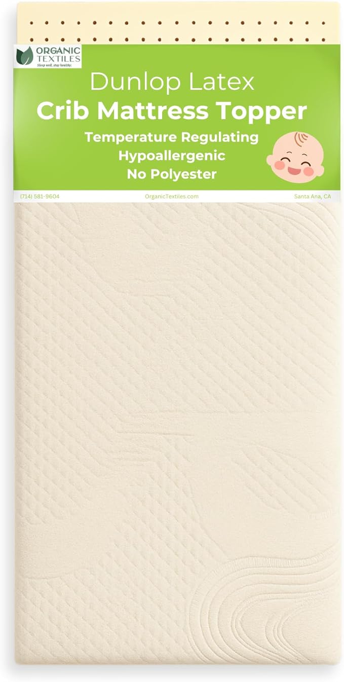 ORGANIC TEXTILES Organic Baby Mattress Topper with Organic Cotton Cover - GOLS/GOTS Certified - Breathable - 3" Playard (38"x26")