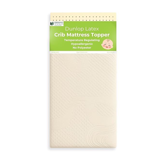 ORGANIC TEXTILES Organic Baby Mattress Topper with Organic Cotton Removable Cover - GOLS/GOTS Certified - Breathable - 2" Portable (36"x26")