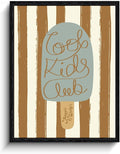 Cool Kids Club Wall Art, cool kids club message, retro children wall decor, matte finish framed canvas print, children room poster artwork, for playroom birthday gift, 12x15 inch