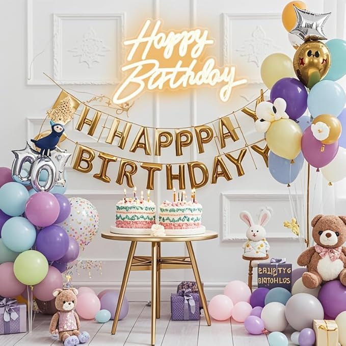 Happy Birthday Neon Sign for Wall Decor Neon Sign for Backdrop Light Up Happy Birthday LED Neon Signs for All Birthday Party Teen Bedroom Reunion Decoration Gifts USB 21.7x13.8 Inch (warm white)