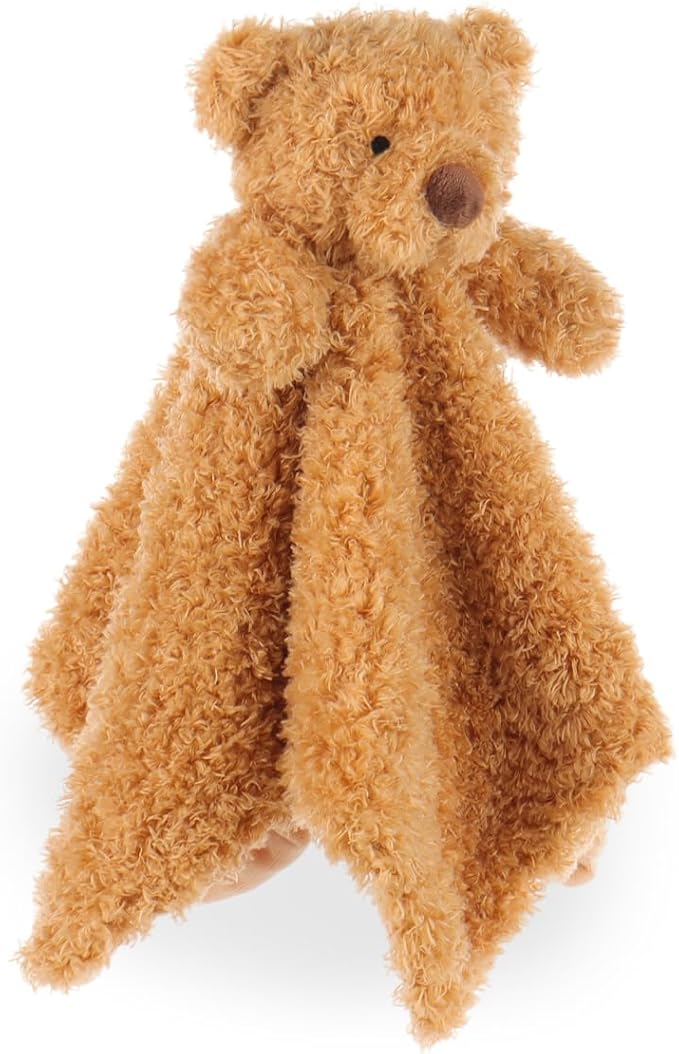 Apricot Lamb Velvet Bear Soft Loveys for Babies, Security Blanket for Baby Boy and Girl, 14x14 Inches for Infant and Toddlers