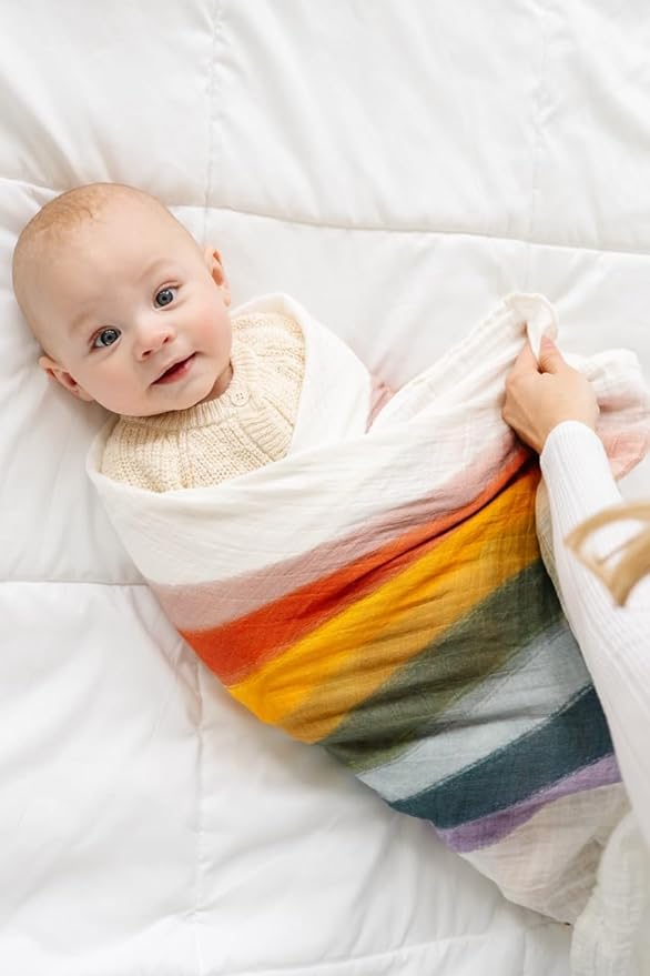 CLEMENTINE KIDS Muslin Infant Swaddles (Rainbow Connection)