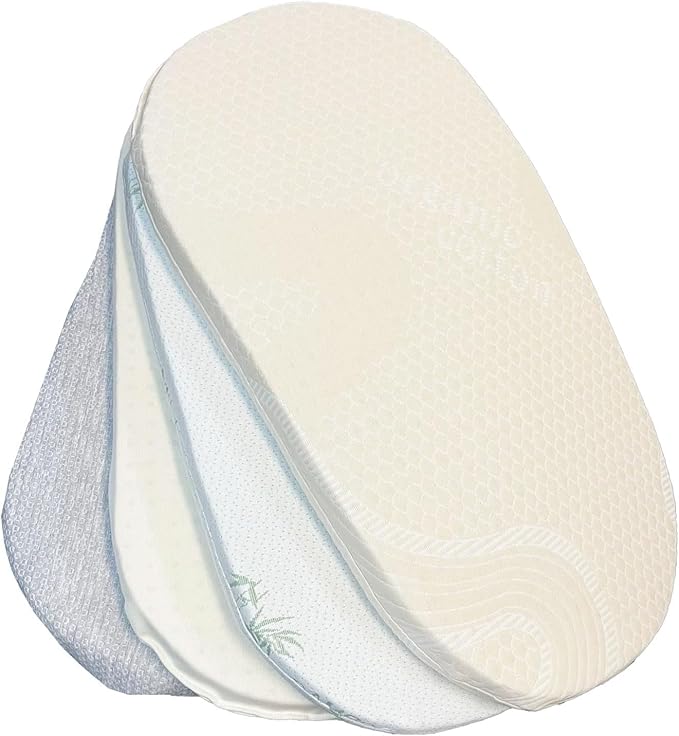 ORGANIC TEXTILES Organic Baby Mattress Topper with Heather Grey Removable Cover GOLS/GOTS Certified - Breathable - 2" Bassinet (30"x15")