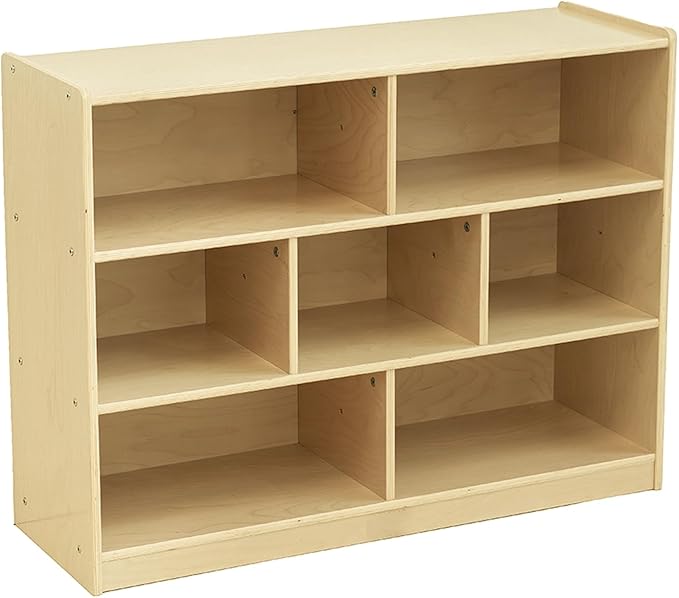 Montessori Shelf 7-Section Toy Storage Shelf 30in Birch Wood Kids Bookshelf Classroom Storage Shelves Low Bookcase Book Shelf for Kids Room Nursery Playroom Daycare Preschool, Natural