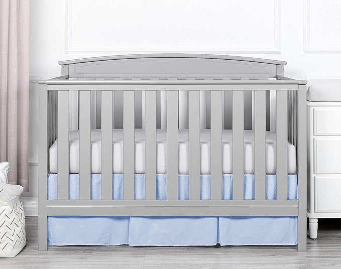 Box Pleated Crib Bed Skirt Premium 100% Cotton 800 Thread Count Nursery Crib Toddler Bedding Crib Bedskirt for Baby Boys or Baby Girls, (28" x 52") + 16" Drop Lenght - Light Blue Solid