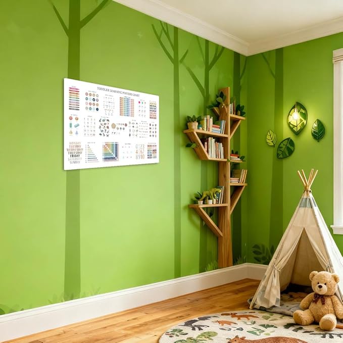Educational Posters for Toddlers 1-3, Toddler Learning Poster for Kids Ages 3-5, Chart Canvas Print Nursery Preschool Homeschool Kindergarten Classroom Decor 16x24 Inch Unframed A