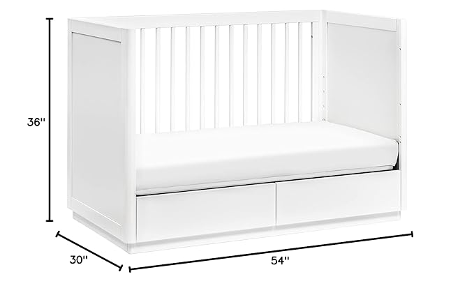 Babyletto Bento 3-in-1 Convertible Storage Crib with Toddler Bed Conversion Kit in White, Undercrib Storage Drawers, Greenguard Gold Certified