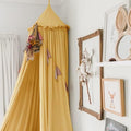 MAMERIA Kids Bed Canopy with Frills Cotton Cover Net for Baby Crib Reading Nook Curtain Hideaway Hanging Round Tent Nursery Bedding Play Room Decor (02CNP0002-YL)