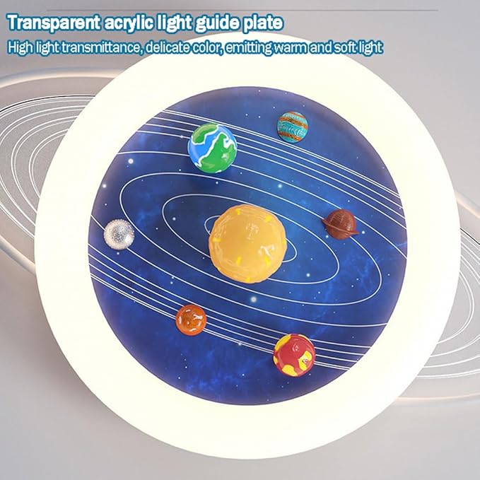 LED Ceiling Lamp Modern Dimmable Creative (with Remote Control Device) 24.8-inch Universe Planet Acrylic Lampshade Suitable for Children's Room Nursery Kindergarten Girls/Boys Room