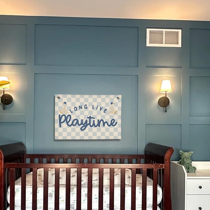 Playroom Wall Decor, Kids Toddler Boy Playroom Silly Goose Decor Hanging Linen Banner,Play Room Wall Decor for Kids Boys Nursery, 20x30 Inch