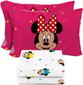 Sunny Side Up Disney Minnie Mouse Full Sheet Set - 4 Piece Kids Bedding Set Includes Pillow Cover - Super Soft Rainbow Dots Microfiber Sheets