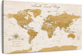 ElephantStock - Personalized Travel Push Pin World Map Wall Art - Horizontal Canvas Wall Art - Living Room Wall Decor - Digital Art Map Canvas Art - Orange And Beige Decor - 39" x 26"