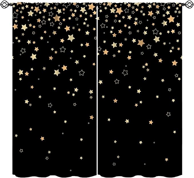 Star Celestial Blackout Curtain, Space Funny Fantasy Galaxy Starry Night Window Curtain for Kids Bedroom Nursery Toddler Room 42" W X 63" L