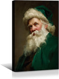 YONICA Christmas Canvas Wall Art Green Santa 18x24 Inch Historical Christmas Figure Art - Large Framed Gallery Wrapped Collectors Edition