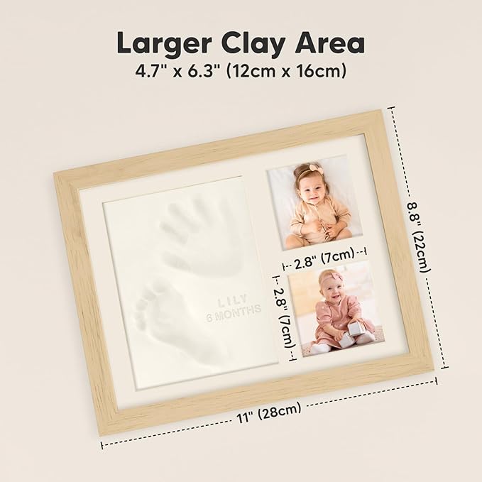 KeaBabies Baby Hand and Footprint Kit - Quick Dry Clay Baby Footprint Kit, Pets Paw, Newborn Keepsake Picture Frame for Boys, Girls, Personalized New Mom Gifts for Shower & Christmas(Ash Wood)
