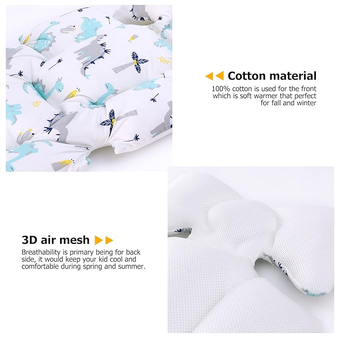 Baby Seat Pad Liner for Stroller–Soft and Breathable，3D Air Mesh Cotton Universal Baby Stroller Cushion (Dinosaur)