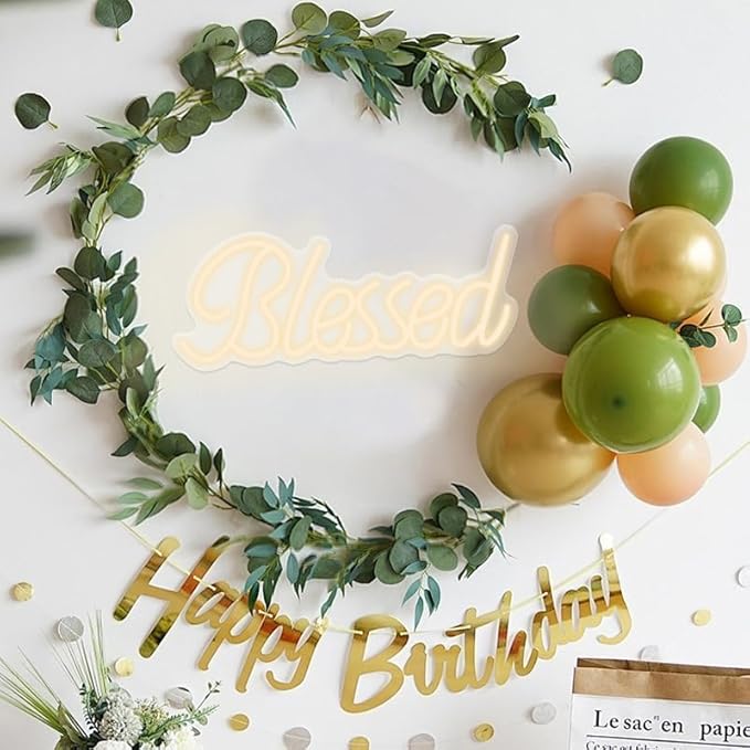 Blessed Neon Sign for Wall Decor Led Neon Lights for Teen Bedroom Decor Art Light Up Letters Blessed Neon Neon Signs for All Party Room Decorations 21.7x8.3 Inch (warm white)