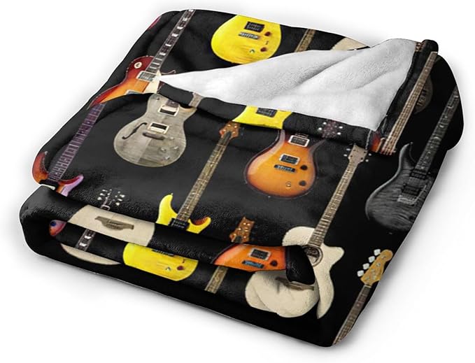 Guitar Blanket for Women Man Musical Instrument Guitar Throw Blanket Soft Cozy Warm Fuzzy Fleece Guitar Bedroom Decor Blanket Gifts for Guitar Lover Guitarist Couch Sofa Bedding 80"X60"