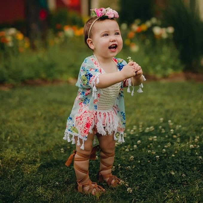Baby Girl Floral Headbands- 3pcs Nylon Headband Handmade Flower Crown Elastic Hairband Newborn Toddler Hair Accessories Gifts for Girls （1-6 years old）