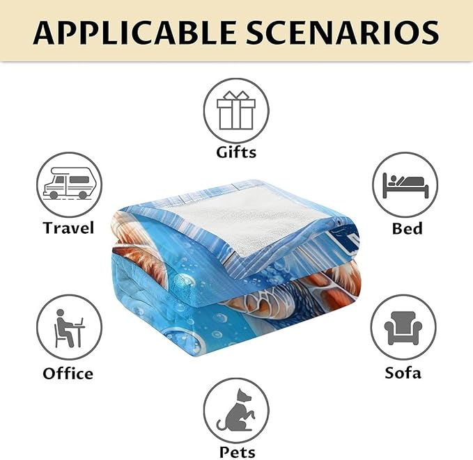 Blanket Gift for Girls - 50" x 60" Inches Turtle Plush Blanket Gifts for Kids - Blue Lightweight Cozy Throws for Couch, Bed & Travel