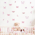 6 Sheets 36 Pcs Pink Butterfly Wall Stickers, sacinora DIY Watercolor Art Wall Decals Removable Vinyl Peel and Stick for Kids Baby Nursery Living Room Bedroom Playroom Sofa TV Background Decorations