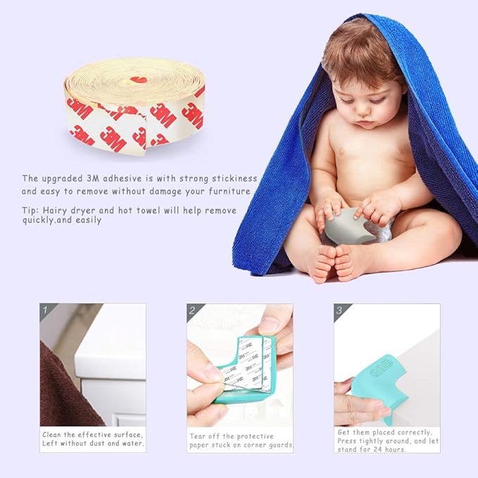 Food-Graded Silicone Corner Protectors, Baby Proofing Table Edge Guards, Pre-Tapep Adhesive Kids Safety Proof, Cabinets Fireplace Furniture Bumpers (4, Coffee)