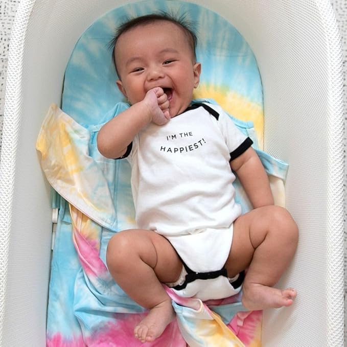 Happiest Baby SNOO Sleep Sack - 100% Organic Cotton Baby Swaddle Blanket - Doctor Designed Promotes Healthy Hip Development (Tie Dye Rainbow, X-Large)
