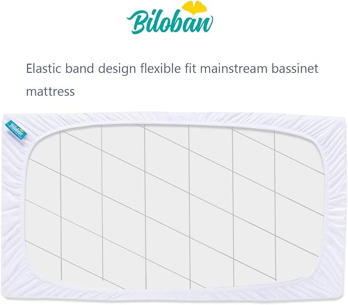 Bassinet Mattress Pad Cover Compatible with Mika Micky Bedside Sleeper, 2 Pack, Waterproof Quilted Ultra Soft Surface, Breathable and Easy Care