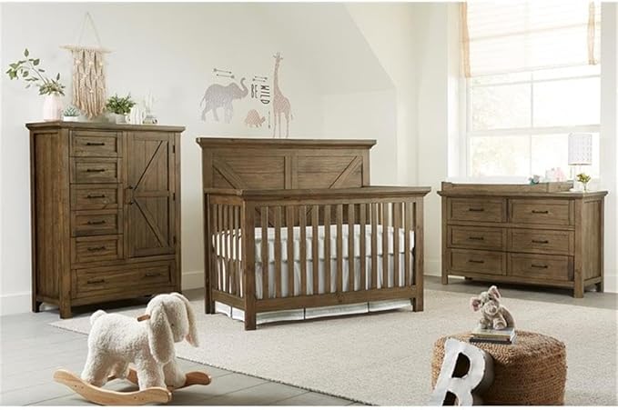 Pemberly Row Traditional 4 in 1 Convertible Crib Harvest Brown