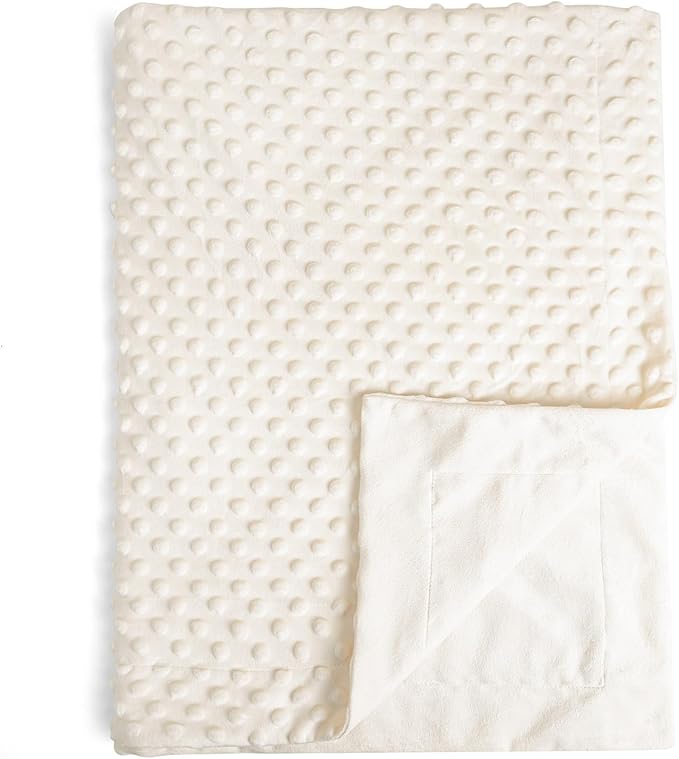 david's kids Micro Fleece Minky Baby Blanket for Girls with Double Layer and Soothing Raised Dots, Breathable and Soft Lightweight Receiving Blanket for Newborns 30x40 Inches, Cream