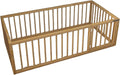 Montessori Floor Bed with Door On The Right Side for Toddler | Pine Wood Natural Solid Frame Beds | Sturdy Modern Design Floor Bed Frame for Boy and Girls (Queen, Height : 17 Inches)